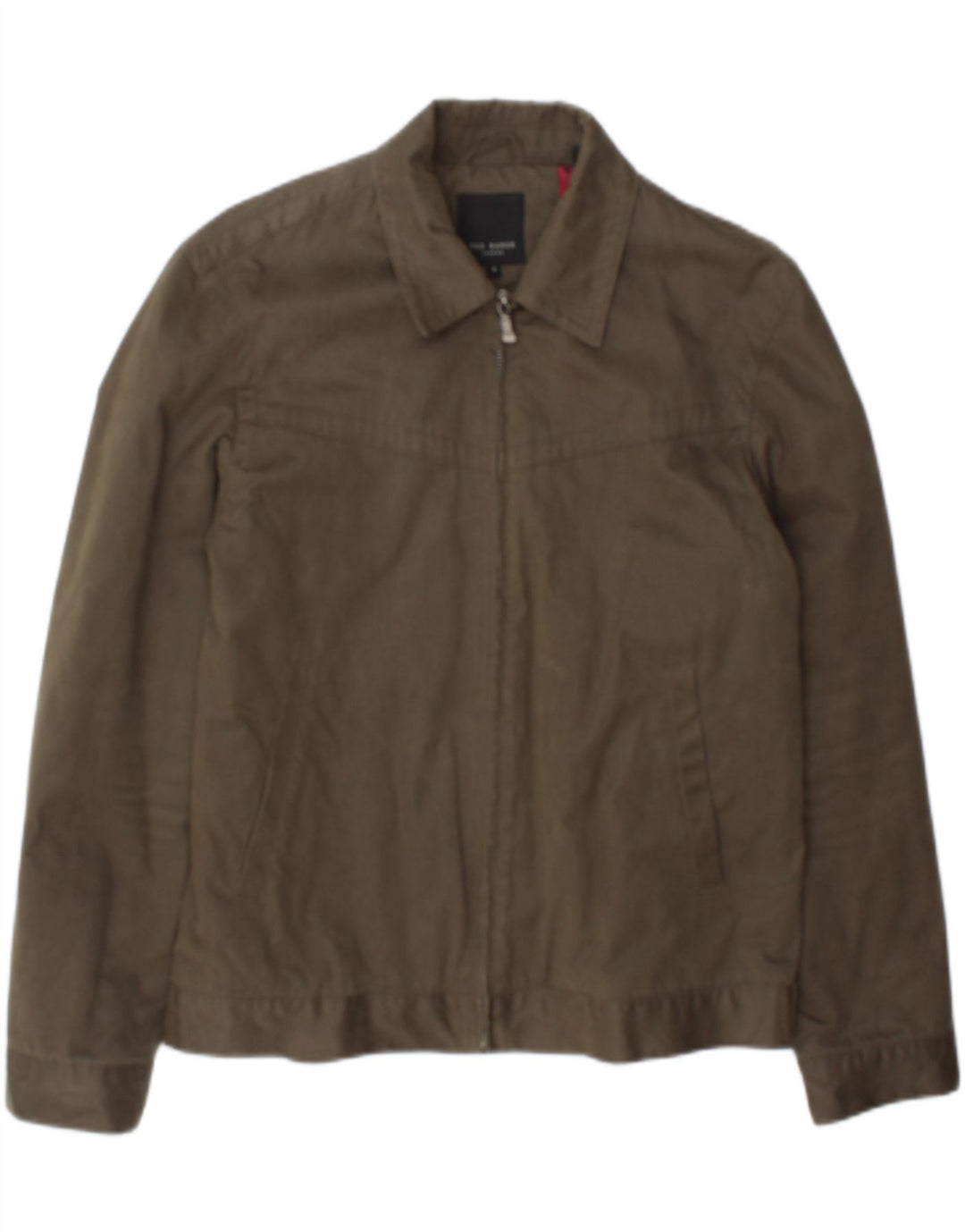 Ted Baker Mens Bomber Jacket Size 3 Medium Khaki Cotton