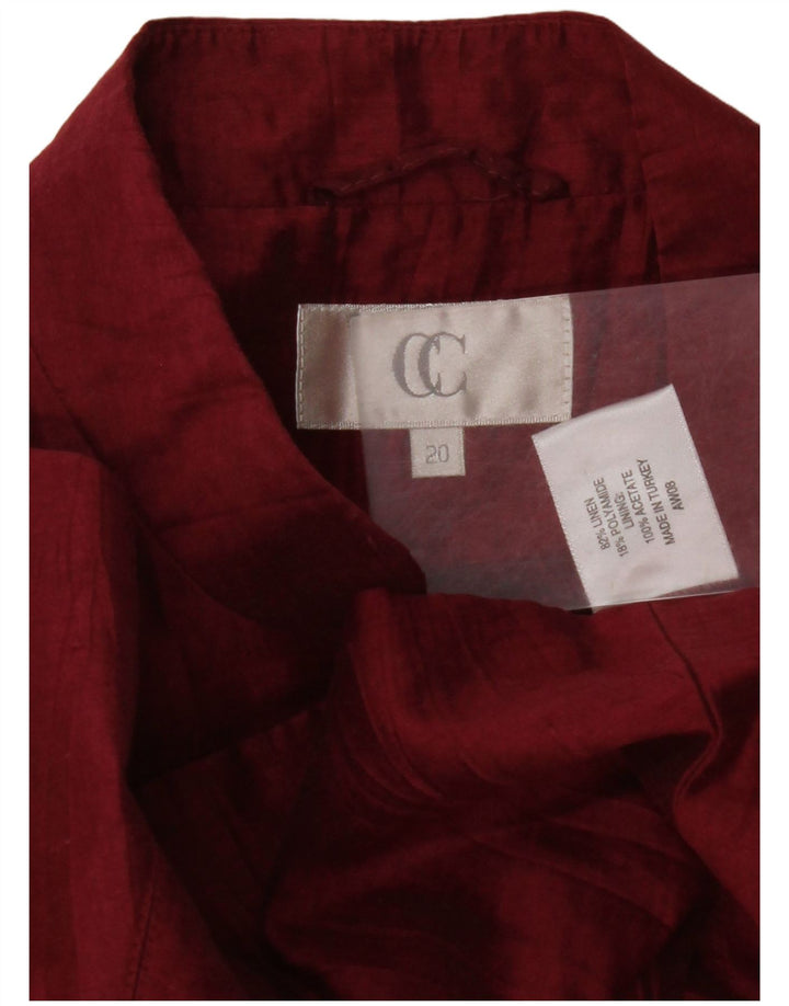 CC Womens 1 Button Blazer Jacket UK 20 2XL Burgundy Linen