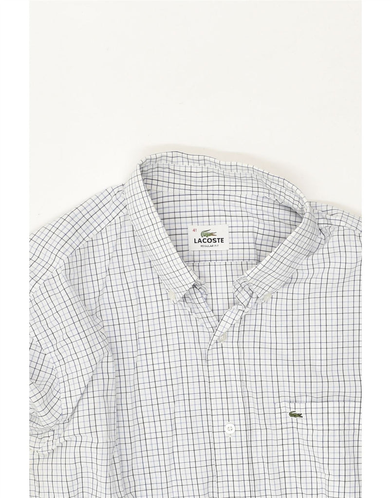 LACOSTE Mens Regular Fit Shirt Size 41 Medium White Check Cotton | Vintage Lacoste | Thrift | Second-Hand Lacoste | Used Clothing | Messina Hembry 