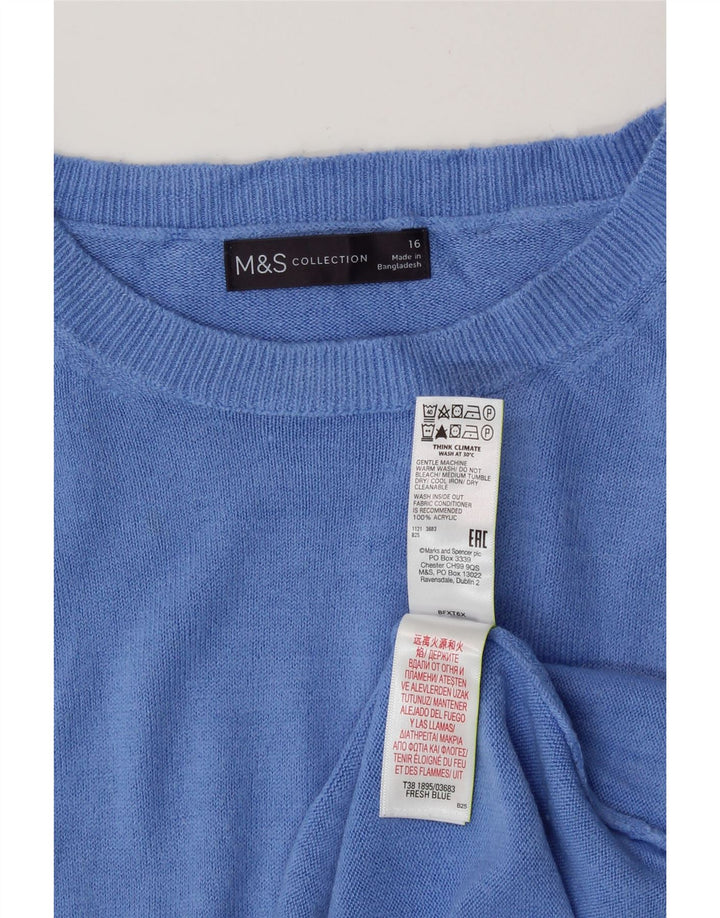 MARKS & SPENCER Womens Boat Neck Jumper Sweater UK 16 Large Blue Acrylic