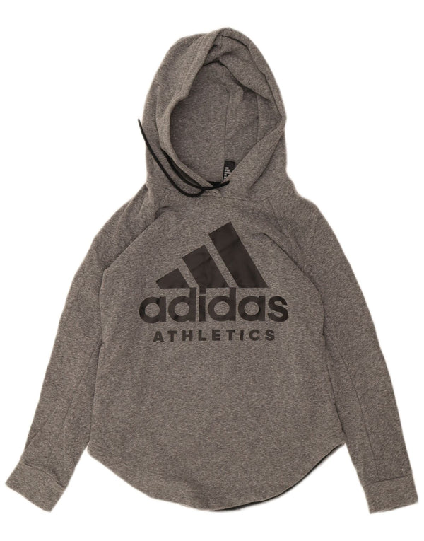 Adidas Womens Graphic Hoodie Jumper UK 12 Medium Grey