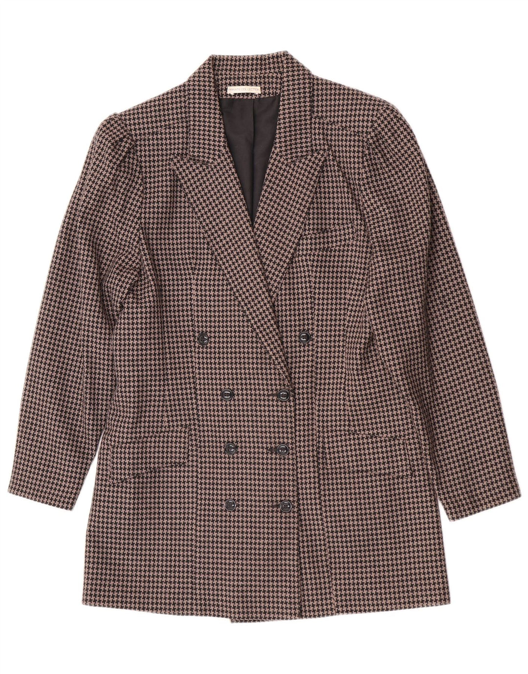 Vintage Womens 2 Piece Skirt Set UK 14 Medium W28 Brown Houndstooth