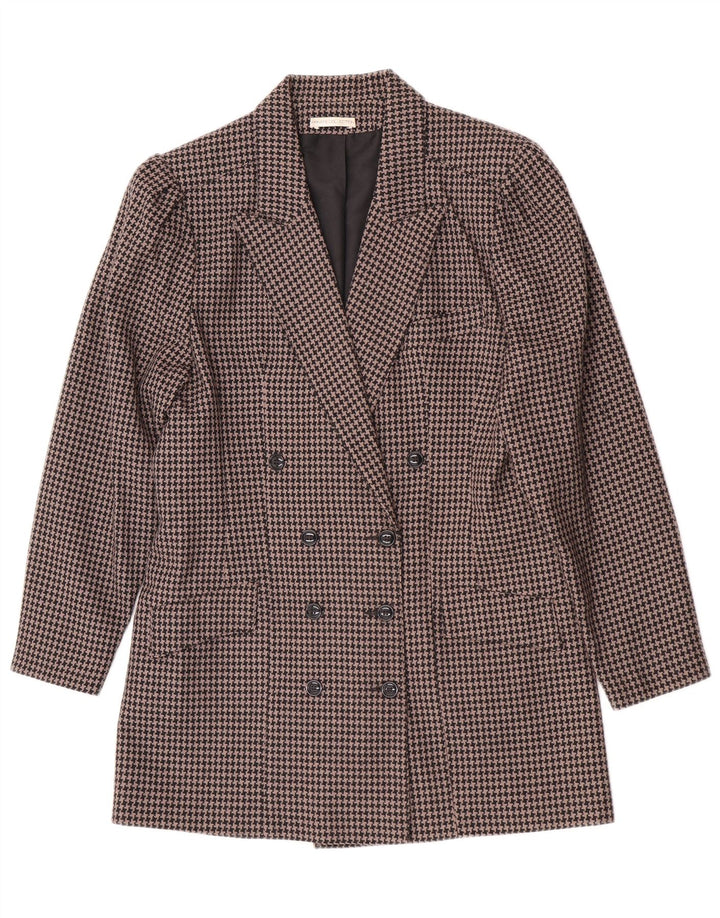 Vintage Womens 2 Piece Skirt Set UK 14 Medium W28 Brown Houndstooth