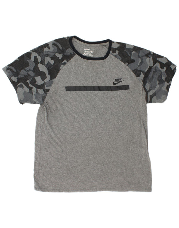 Nike Boys Athletic Cut T-Shirt Top 12-13 Years Large Grey Camouflage Cotton