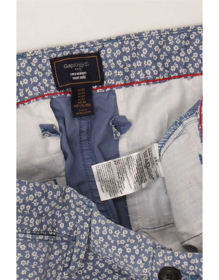 Gap Mens Khakis Chino Shorts W32 Medium  Blue Floral Cotton