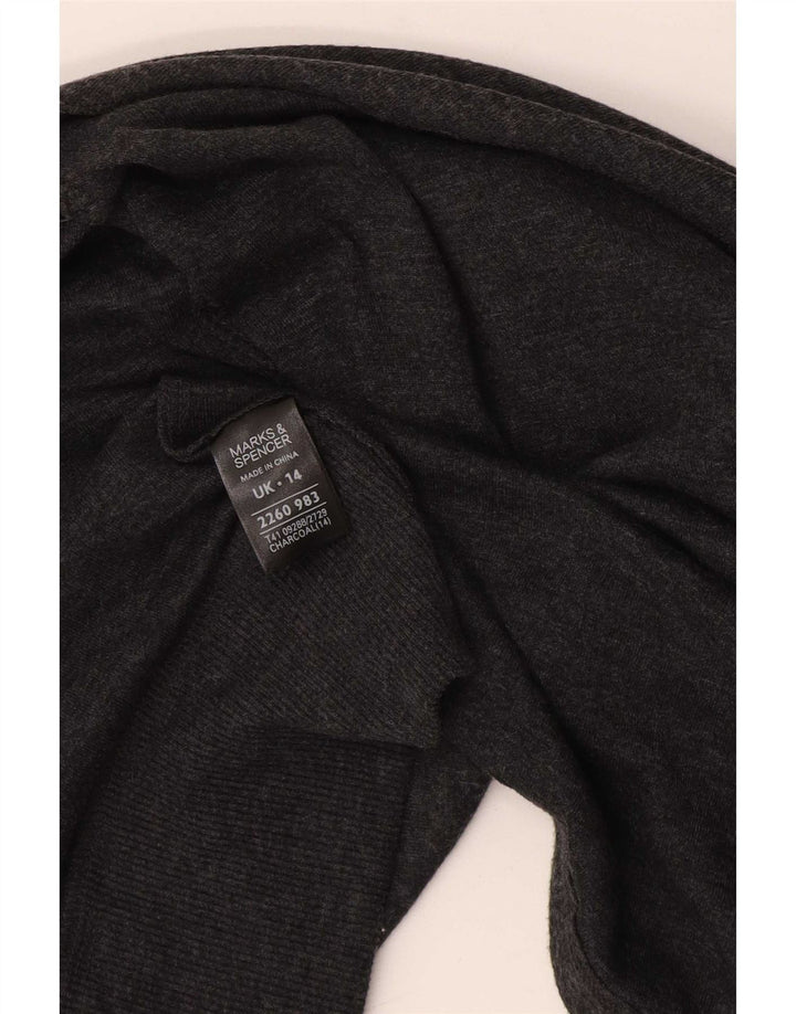 Marks & Spencer Womens Asymmetric Cardigan Sweater UK 14 Medium Grey