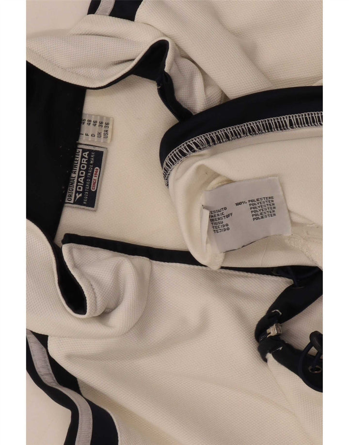 Diadora Mens Tracksuit Top Jacket UK 36 Small White Colourblock Polyester