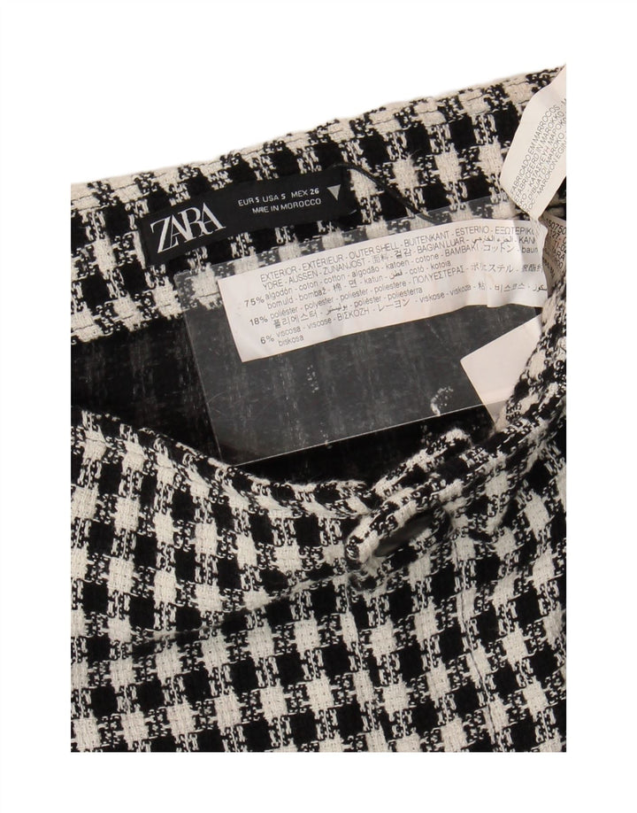 Zara Womens Mini Skirt Small W26 Black Check Cotton