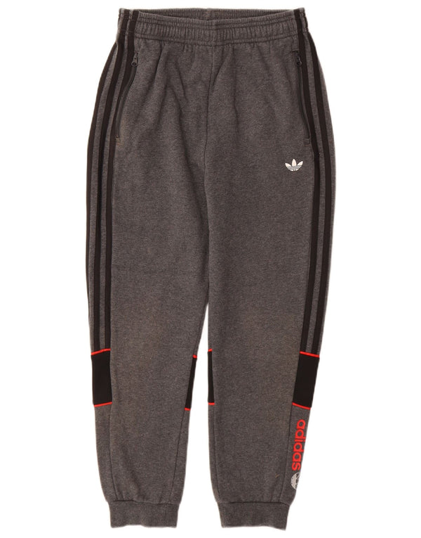 Adidas Boys Graphic Tracksuit Trousers Joggers 11-12 Years Grey Colourblock
