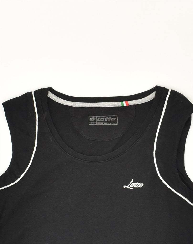 LOTTO Womens Vest Top UK 6 XS Black Cotton | Vintage Lotto | Thrift | Second-Hand Lotto | Used Clothing | Messina Hembry 