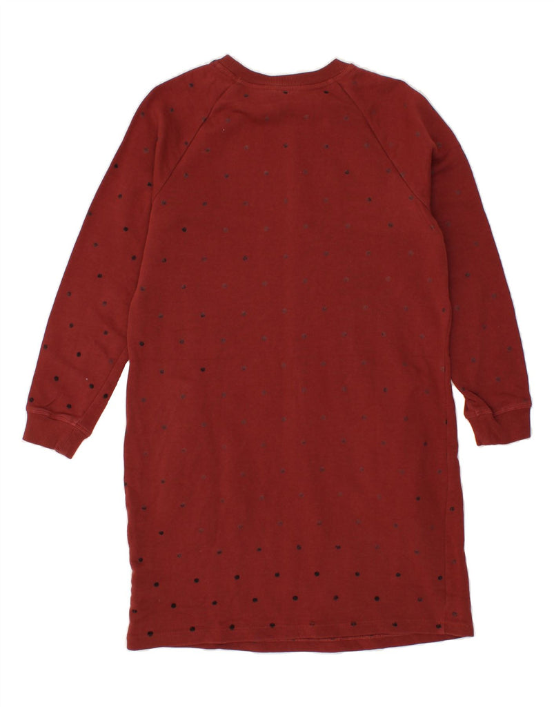 FAT FACE Womens Jumper Dress UK 10 Small  Maroon Spotted Cotton Vintage Fat Face and Second-Hand Fat Face from Messina Hembry 