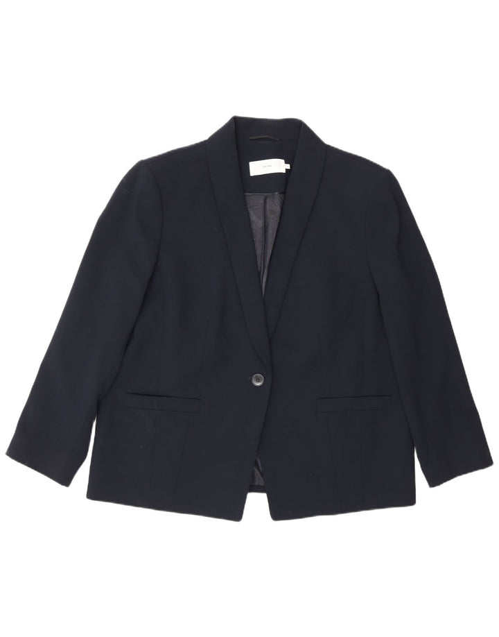 John Lewis Womens 1 Button Blazer Jacket UK 18 XL  Navy Blue Polyester