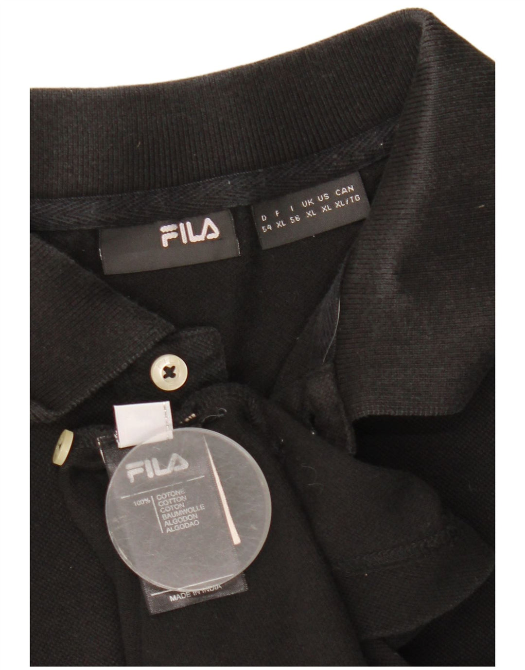 Fila Mens Polo Shirt XL Black Cotton