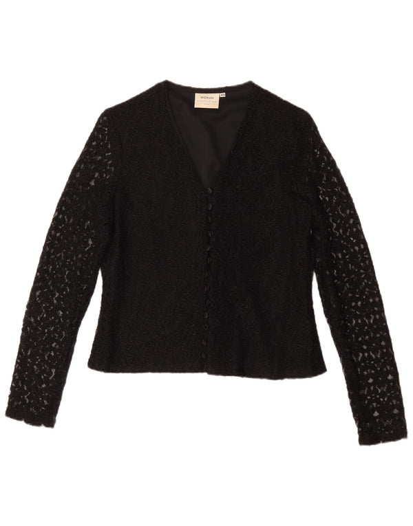 H&M Womens Shirt Blouse IT 42 Medium Black Floral Nylon