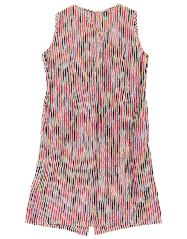 Vintage Womens Sleeveless Shirt Dress UK 14 Medium Multicoloured Striped