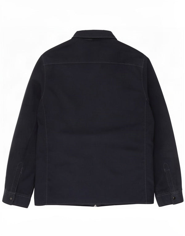 Zara Mens Slim Fit Bomber Jacket UK 40 Large Navy Blue Polyester