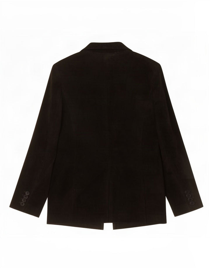 Vintage Womens Suede Jacket IT 44 Medium Black Leather
