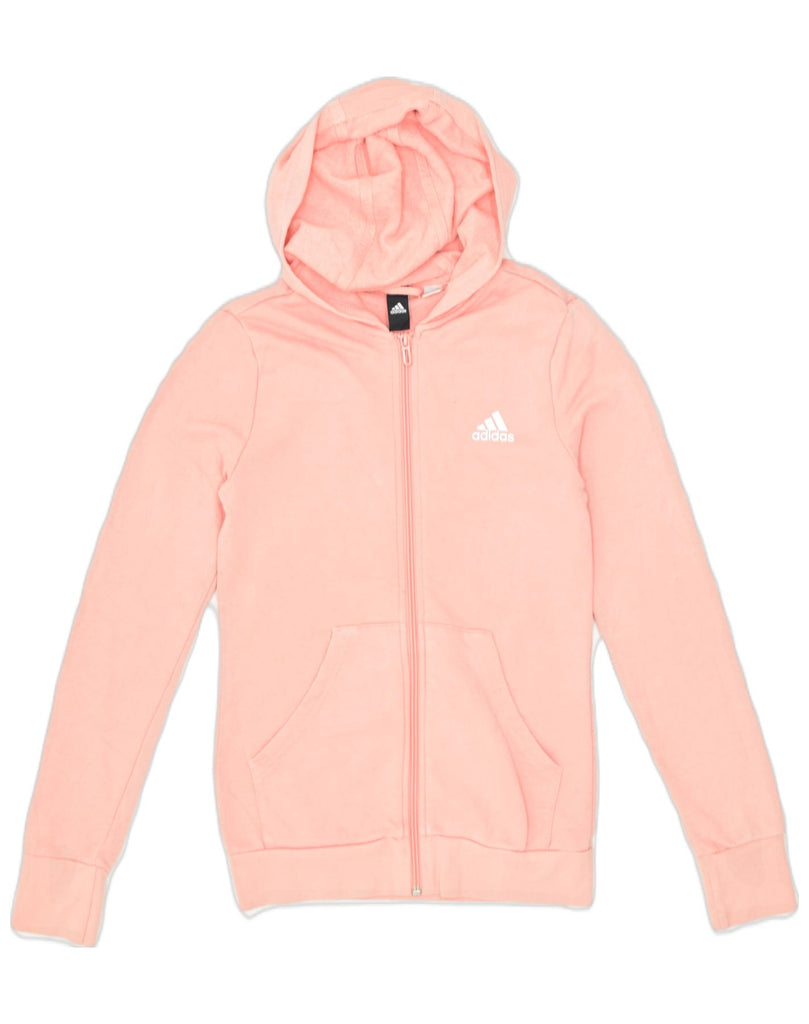 ADIDAS Womens Graphic Zip Hoodie Sweater UK 6 XS Pink | Vintage | Thrift | Second-Hand | Used Clothing | Messina Hembry 