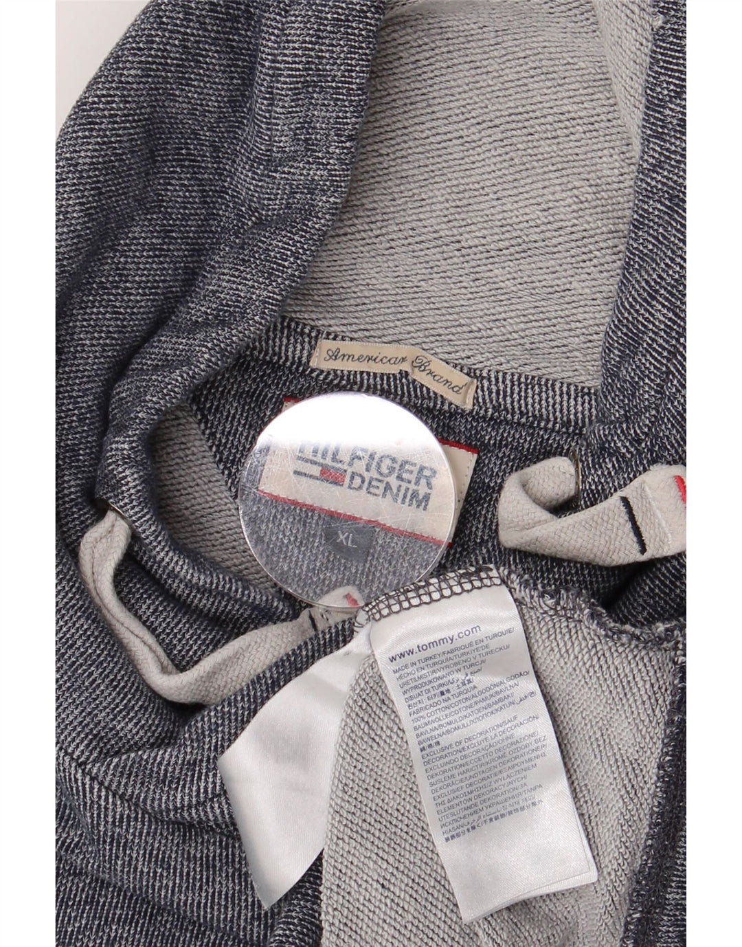 TOMMY HILFIGER Mens Sweatshirt Jumper XL Navy Blue Colourblock Cotton