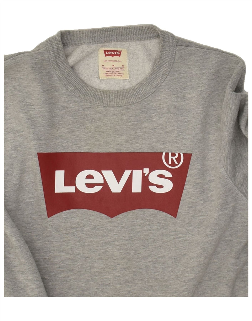 LEVI'S Girls Graphic Sweatshirt Jumper 10-11 Years Medium  Grey Cotton | Vintage Levi's | Thrift | Second-Hand Levi's | Used Clothing | Messina Hembry 