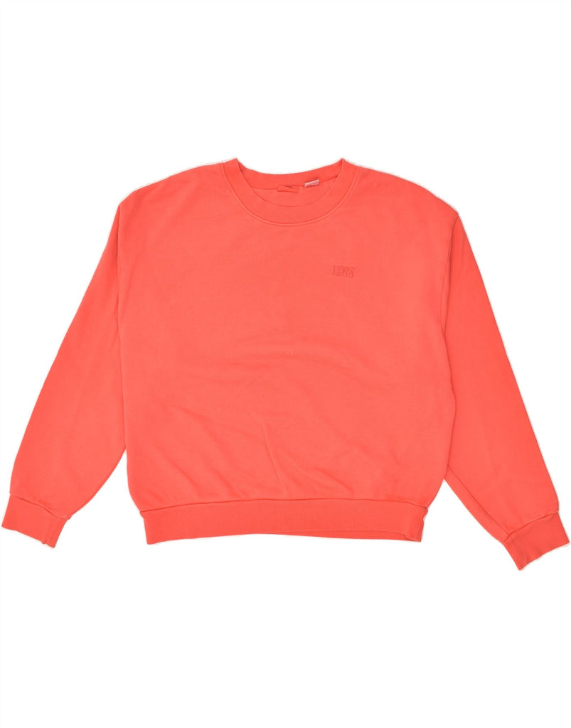 LEVI'S Womens Oversized Sweatshirt Jumper UK 10 Small Orange Cotton | Vintage Levi's | Thrift | Second-Hand Levi's | Used Clothing | Messina Hembry 