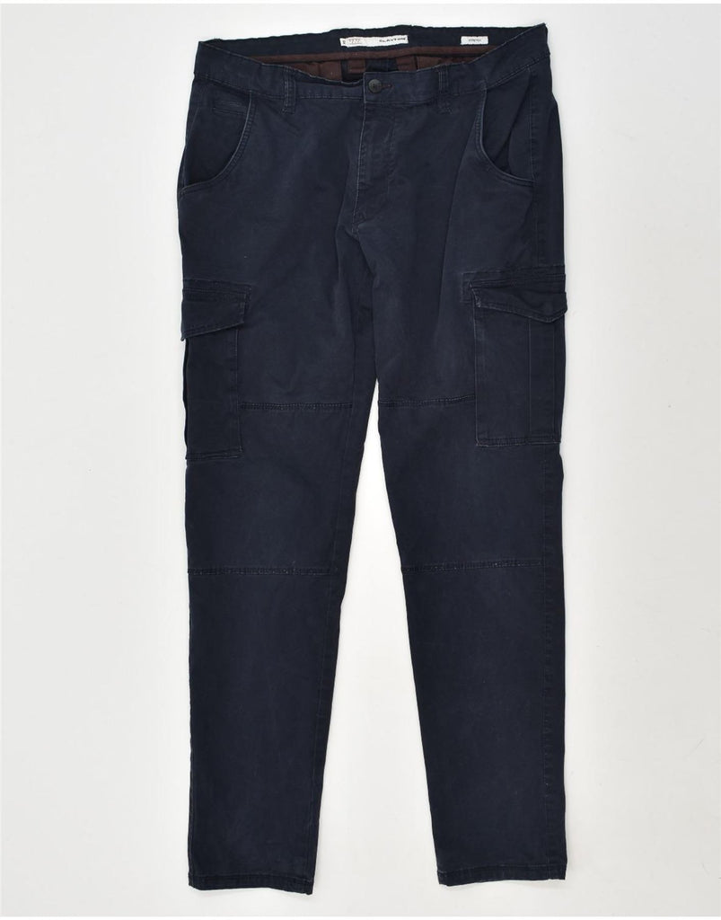 CLAYTON Mens Slim Cargo Trousers IT 54 2XL W38 L33 Navy Blue Cotton | Vintage Clayton | Thrift | Second-Hand Clayton | Used Clothing | Messina Hembry 