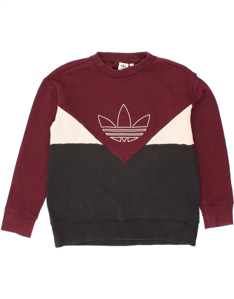ADIDAS Womens Graphic Sweatshirt Jumper UK 6 XS  Black Colourblock Cotton Vintage Adidas and Second-Hand Adidas from Messina Hembry 