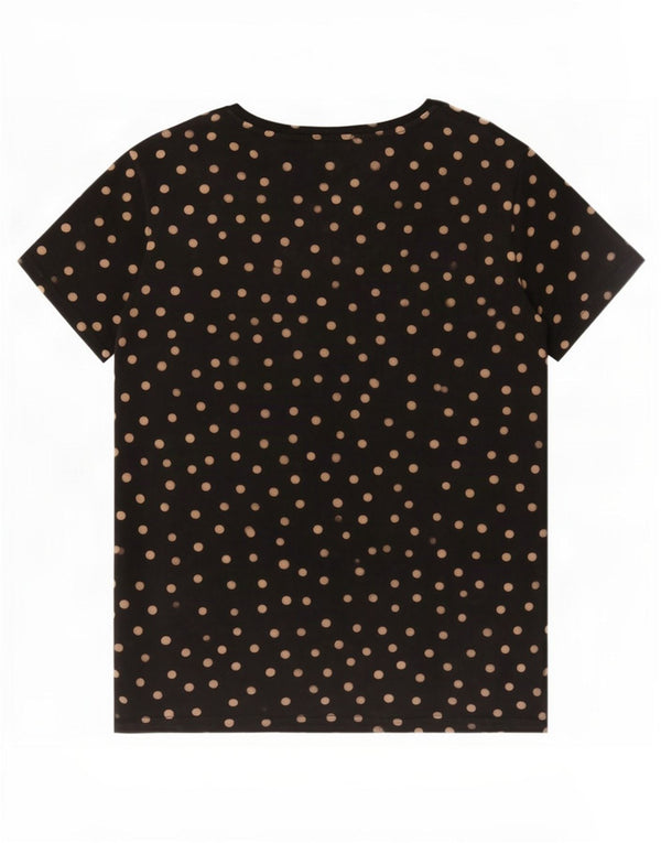 Zara Womens T-Shirt Top UK 18 XL Black Polka Dot
