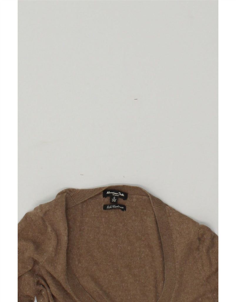 MASSIMO DUTTI Womens Boat Neck Jumper Sweater UK 8 Small Brown Silk | Vintage Massimo Dutti | Thrift | Second-Hand Massimo Dutti | Used Clothing | Messina Hembry 