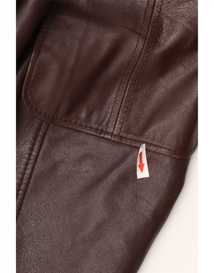 Vintage Womens Leather Coat IT 48 XL Burgundy