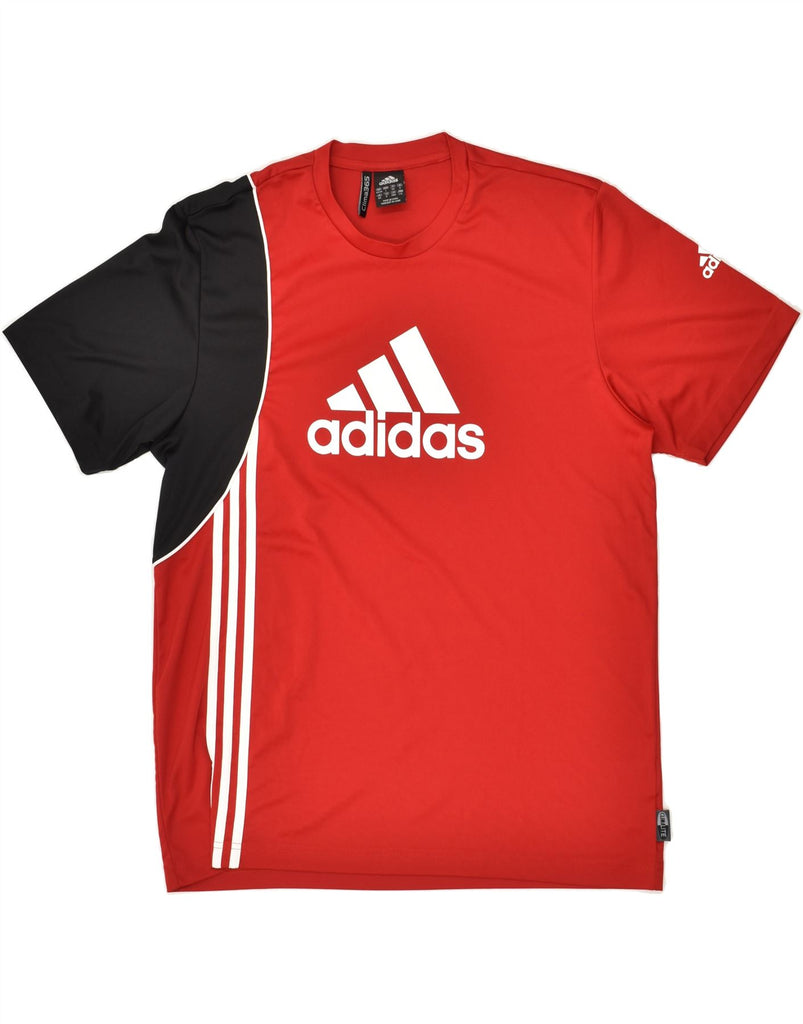 ADIDAS Mens Clima 365 Graphic T-Shirt Top UK 44/46 Large Red Colourblock | Vintage Adidas | Thrift | Second-Hand Adidas | Used Clothing | Messina Hembry 