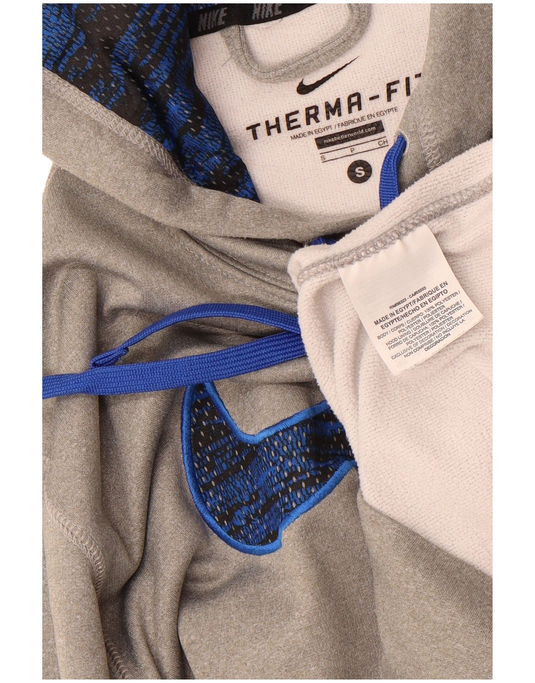 Nike Mens Therma-Fit Graphic Hoodie Jumper Small Grey Polyester