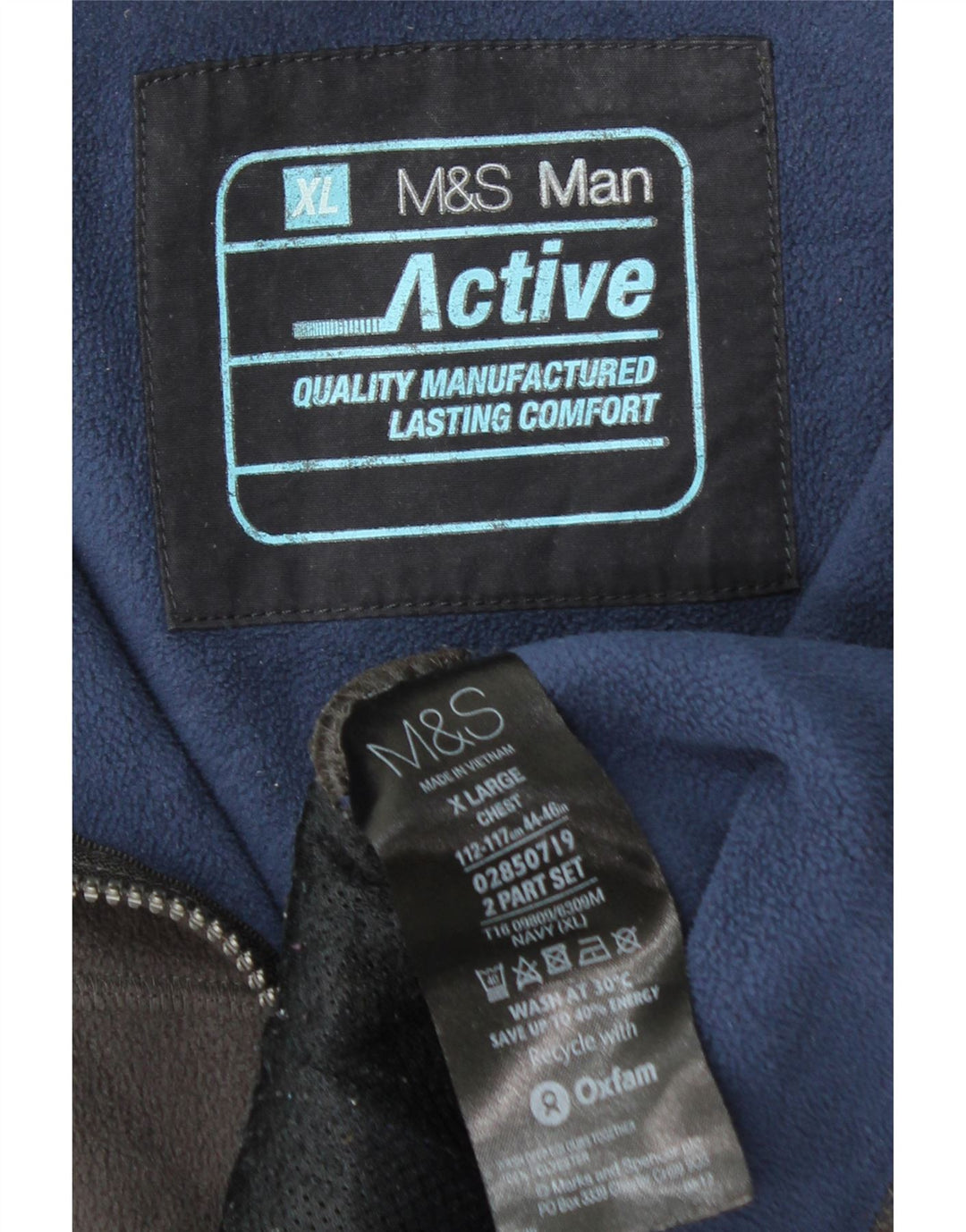 Marks & Spencer Mens Fleece Jacket UK 42 XL Navy Blue Polyester