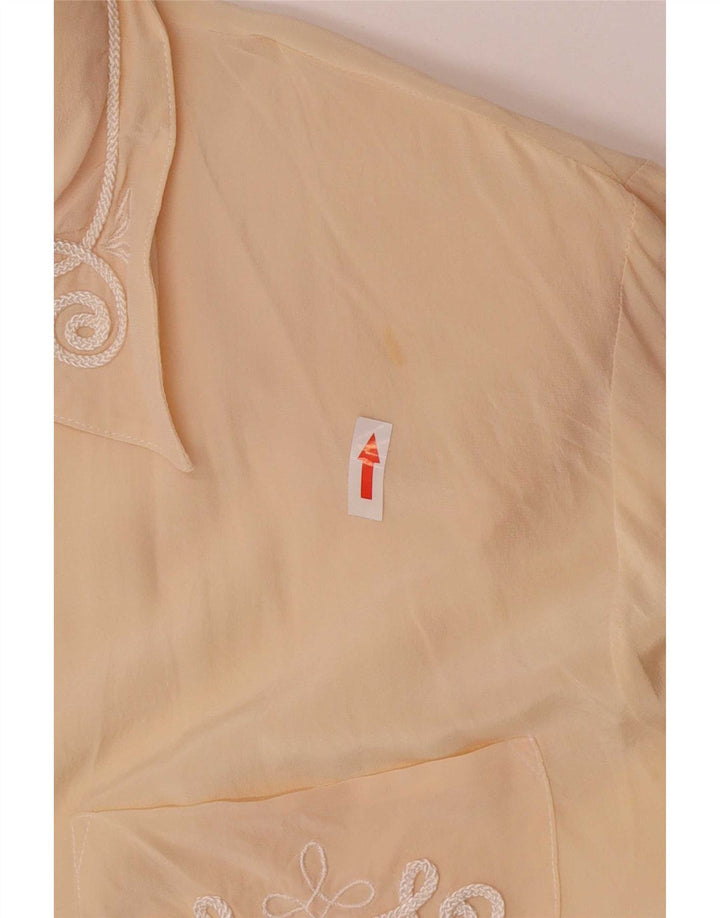 Vintage Womens Regular Shirt Blouse UK 14 Large Beige Silk