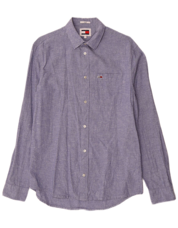 Tommy Hilfiger Mens Regular Fit Shirt Small Blue Cotton