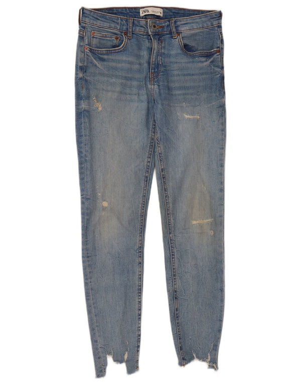 Zara Womens Distressed Skinny Jeans EU 38 Small W28 L27 Blue Cotton