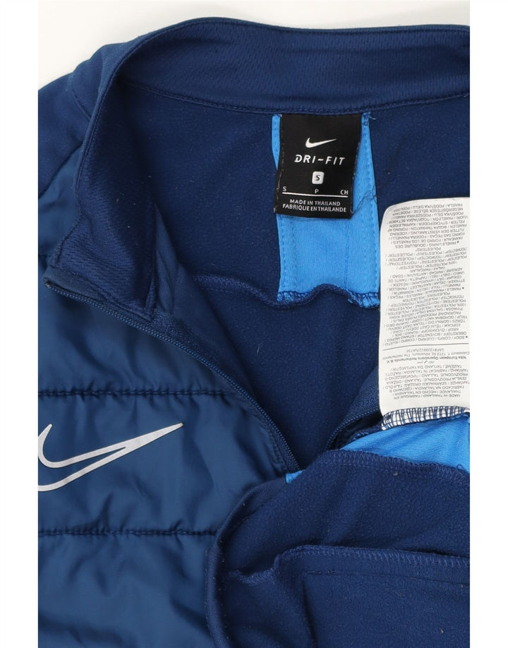Nike Mens Dri Fit Zip Neck Sweatshirt Jumper Small Navy Blue Colourblock