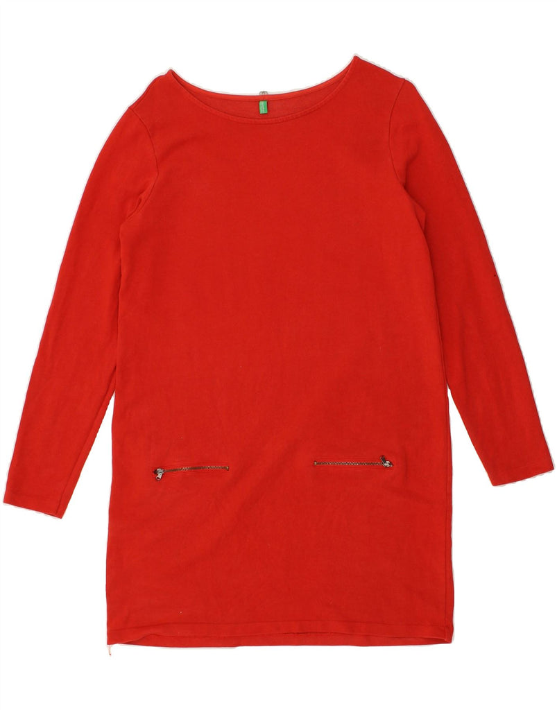 BENETTON Womens Long Sleeve T-Shirt Dress UK 18 Large Red Cotton | Vintage Benetton | Thrift | Second-Hand Benetton | Used Clothing | Messina Hembry 