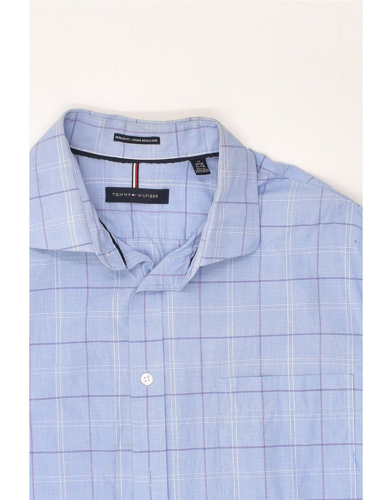 TOMMY HILFIGER Mens Tall Regular Fit Shirt Size 17 XL Blue Check Cotton | Vintage Tommy Hilfiger | Thrift | Second-Hand Tommy Hilfiger | Used Clothing | Messina Hembry 