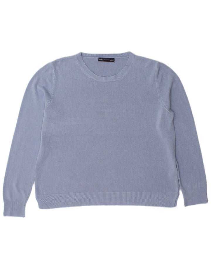 Marks & Spencer Womens Boat Neck Jumper Sweater UK 16 Large Blue