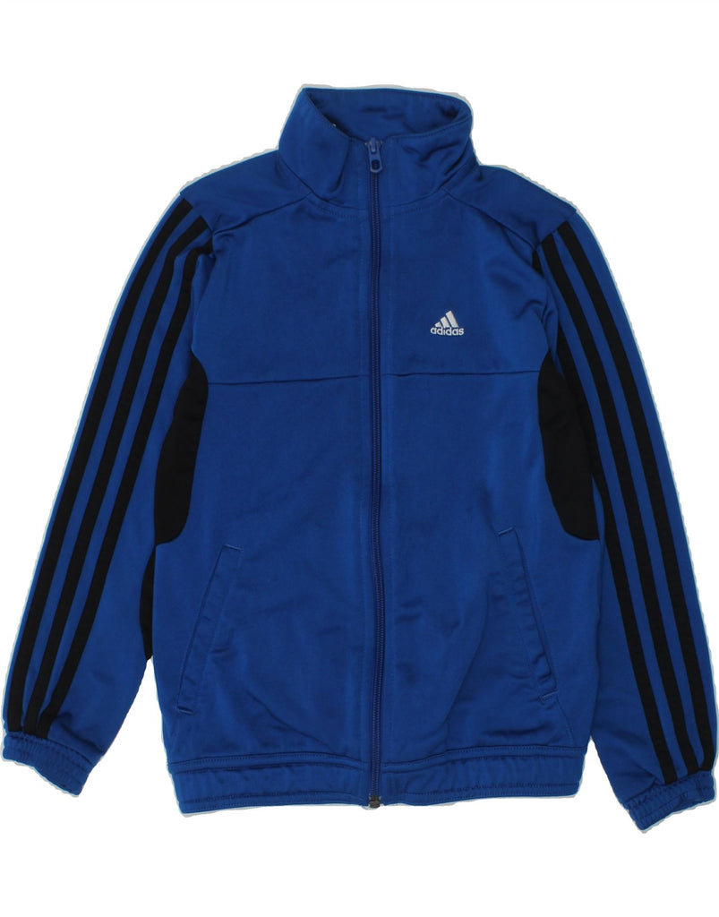 ADIDAS Boys Tracksuit Top Jacket 7-8 Years Blue Colourblock Polyester | Vintage Adidas | Thrift | Second-Hand Adidas | Used Clothing | Messina Hembry 