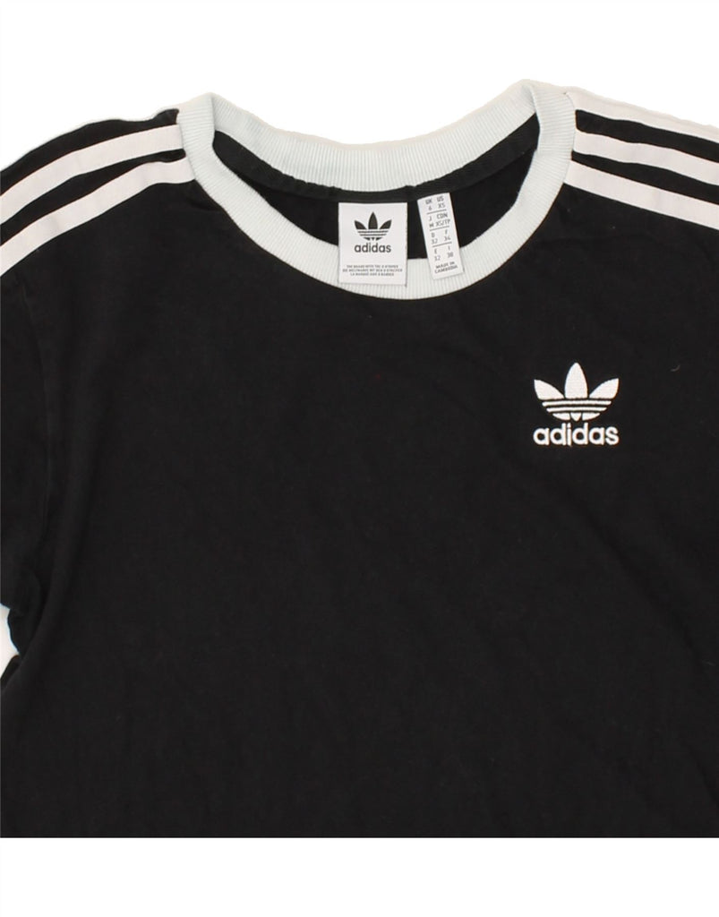 ADIDAS Womens T-Shirt Top UK 6 XS  Black Cotton | Vintage Adidas | Thrift | Second-Hand Adidas | Used Clothing | Messina Hembry 