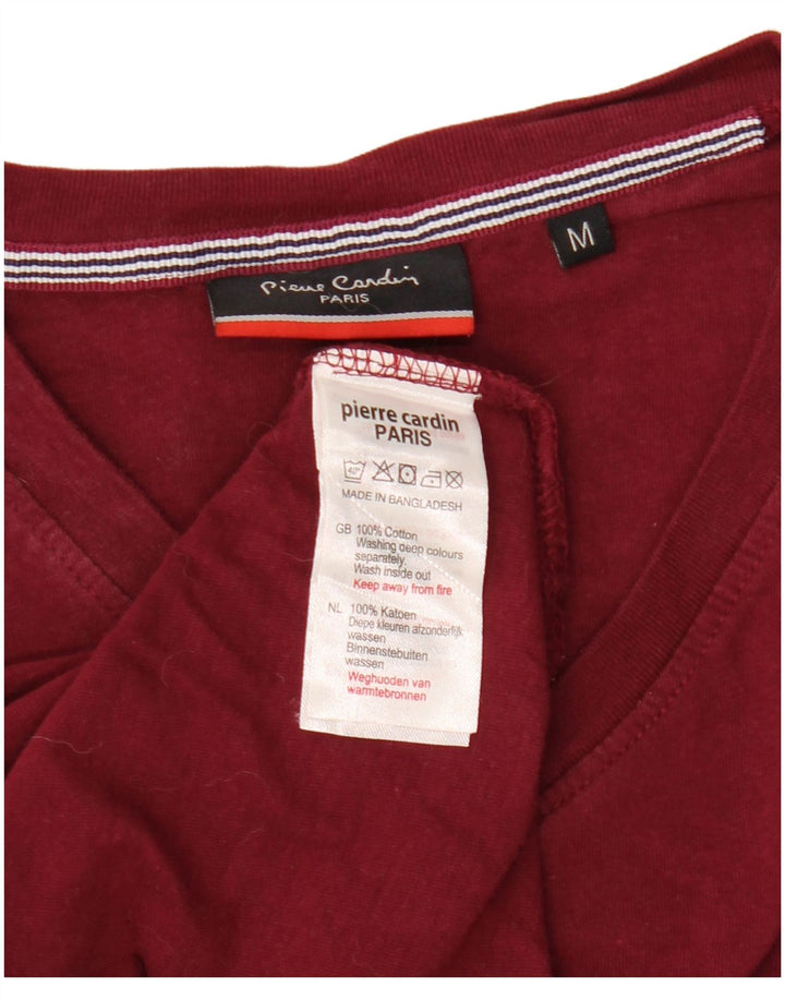 PIERRE CARDIN Womens T-Shirt Top UK 14 Medium Maroon Cotton