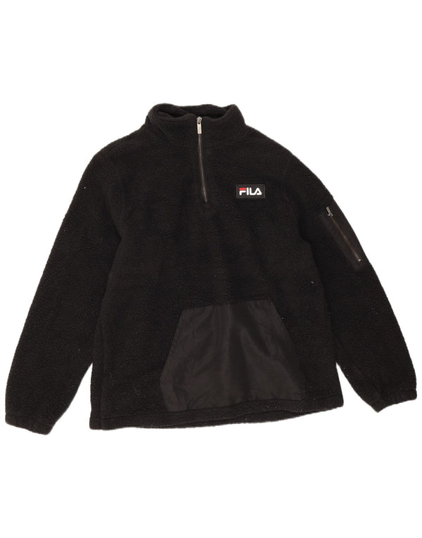 Fila Womens Zip Neck Fleece Jumper UK 14 Medium Black Polyester