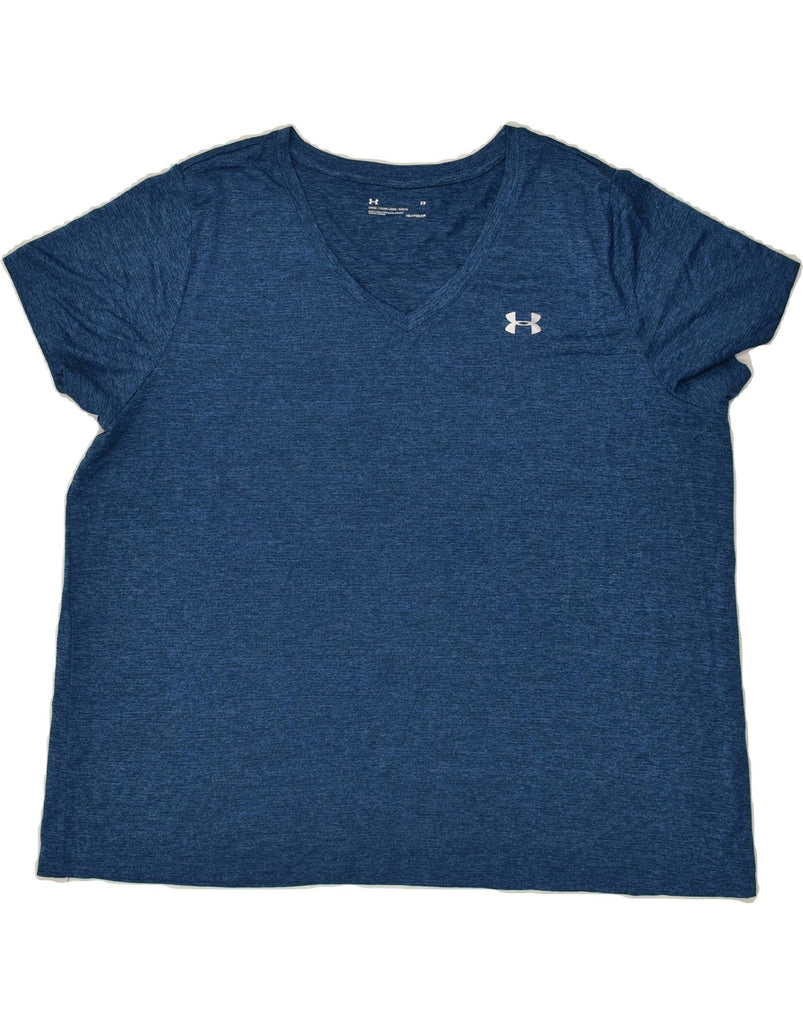 UNDER ARMOUR Womens T-Shirt Top UK 20 2XL Navy Blue Polyester | Vintage Under Armour | Thrift | Second-Hand Under Armour | Used Clothing | Messina Hembry 