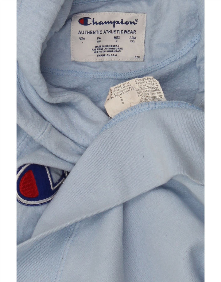 CHAMPION Womens Graphic Hoodie Jumper UK 16 Large Blue Polyester Vintage Champion and Second-Hand Champion from Messina Hembry 