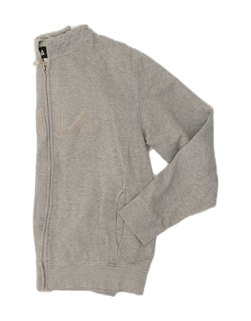 FILA Womens Graphic Zip Hoodie Sweater UK 20 2XL Grey Cotton | Vintage Fila | Thrift | Second-Hand Fila | Used Clothing | Messina Hembry 