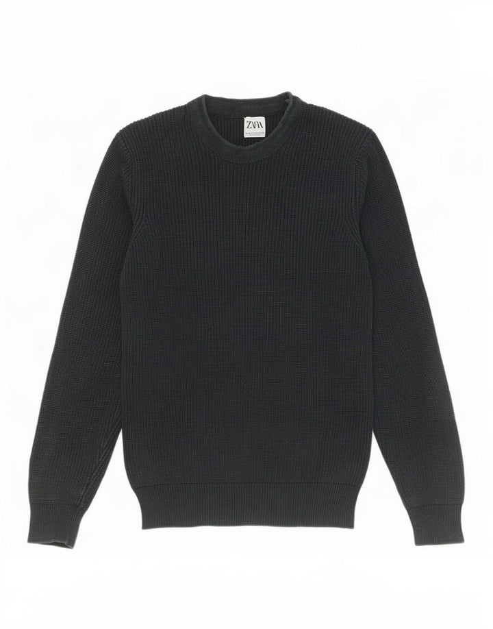 Zara Mens Crew Neck Jumper Sweater Medium Green