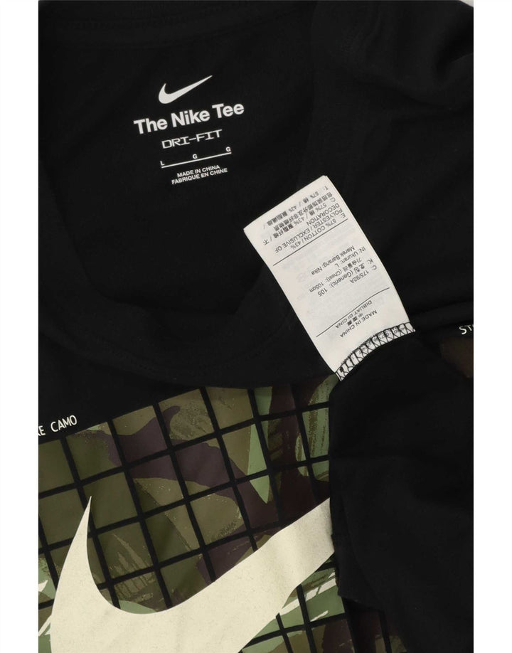 Nike Mens Dri Fit Graphic T-Shirt Top Large Black Cotton