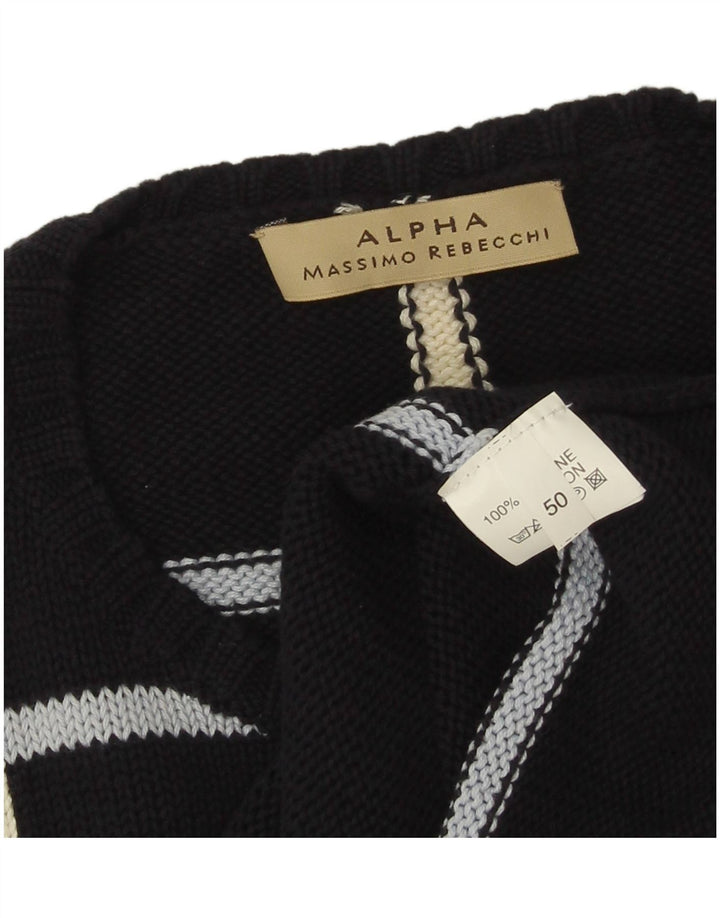 Massino Rebecchi Mens Alpha Vest Tank Top IT 50 Medium Navy Blue Geometric